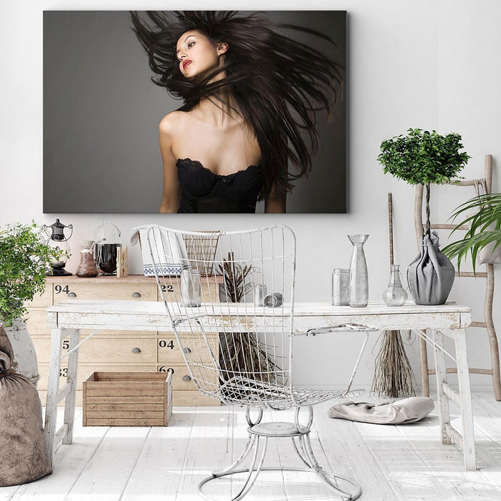 Bilder auf Leinwand 100x70cm Leinwandbild Schönheit Mode Modell posieren Gross Wanddeko Bild Schlafz