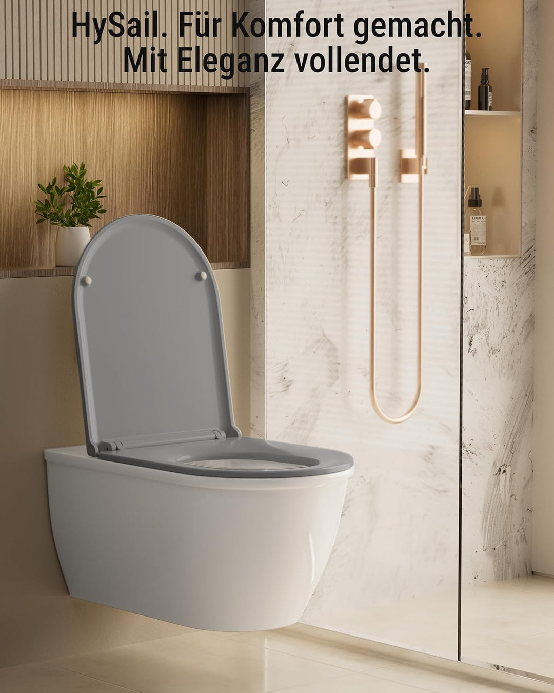 HySail Hochwertiger Toilettendeckel mit Absenkautomatik, Schnellverschluss und Hygienischer Oberfläc