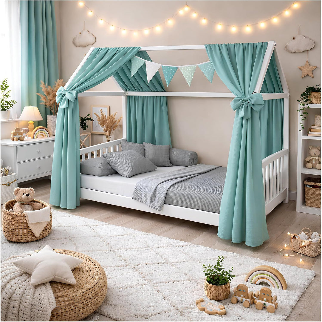 Generisch Baby Delux Hausbett Himmel Betthimmel aus Musselin 2-teilig 160x300 cm 2 Stück für Kinderb