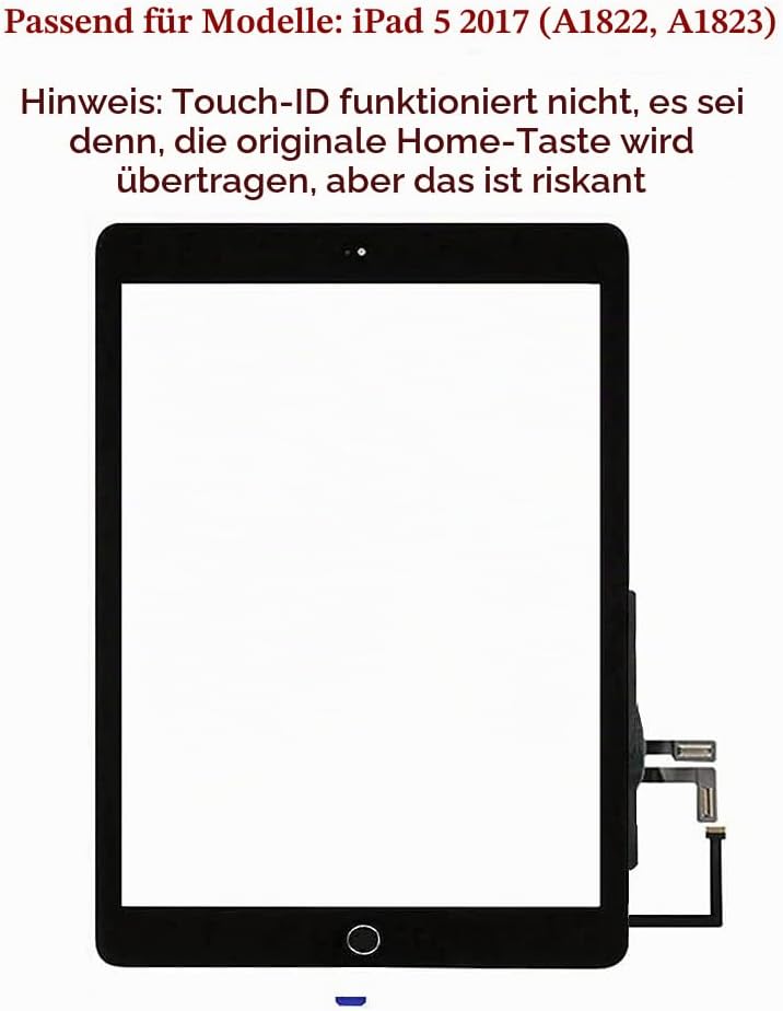 JPUNG Digitizer für iPad 5 Ersatz Bildschirm 9.7 Inch 2017, Only für 5.Generation Touchscreen Displa