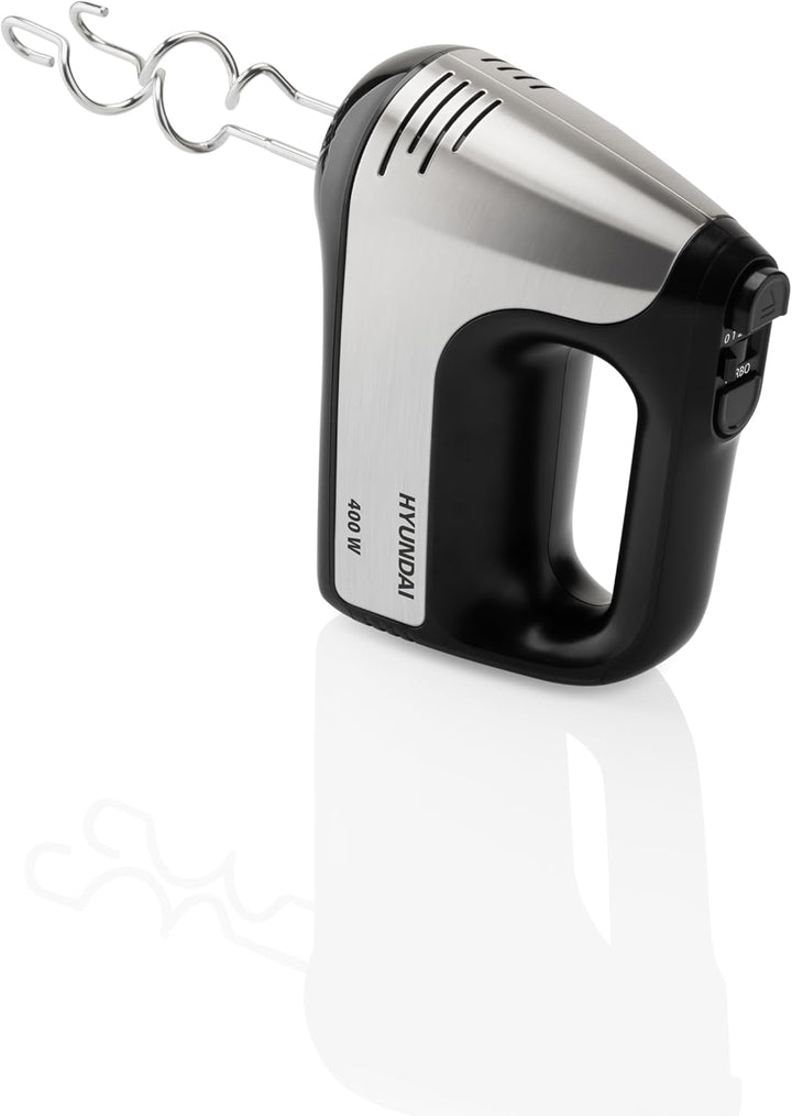 HYUNDAI Handmixer I HM708 I praktischer Handrührgerät I 5 Geschwindigkeitsstufen I 2 Edelstahl-Rührb