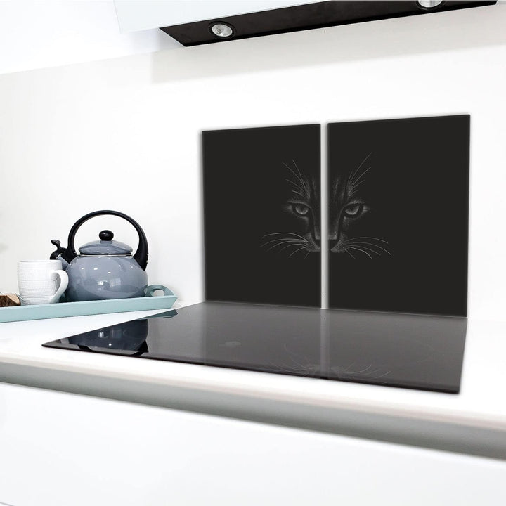 Herdabdeckplatten Set 2x40x52 cm Ceranfeld Abdeckung Glas Spritzschutz Abdeckplatte Glasplatte Herd