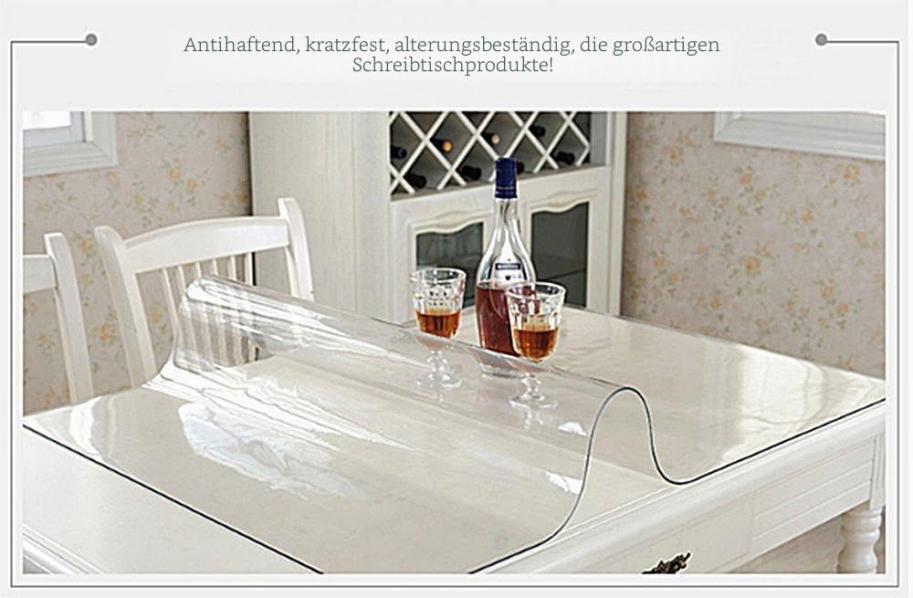 Ever Fairy Kunststoff Transparent Küche Esstisch Abdeckung Tischdecke Protector Stuhl Matte mit Lipp