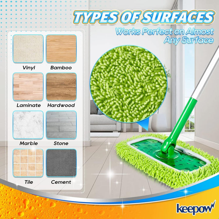 KEEPOW Wiederverwendbare Bodentücher für Swiffer Bodenwischer, Absorbierende Mikrofaser für Swiffer