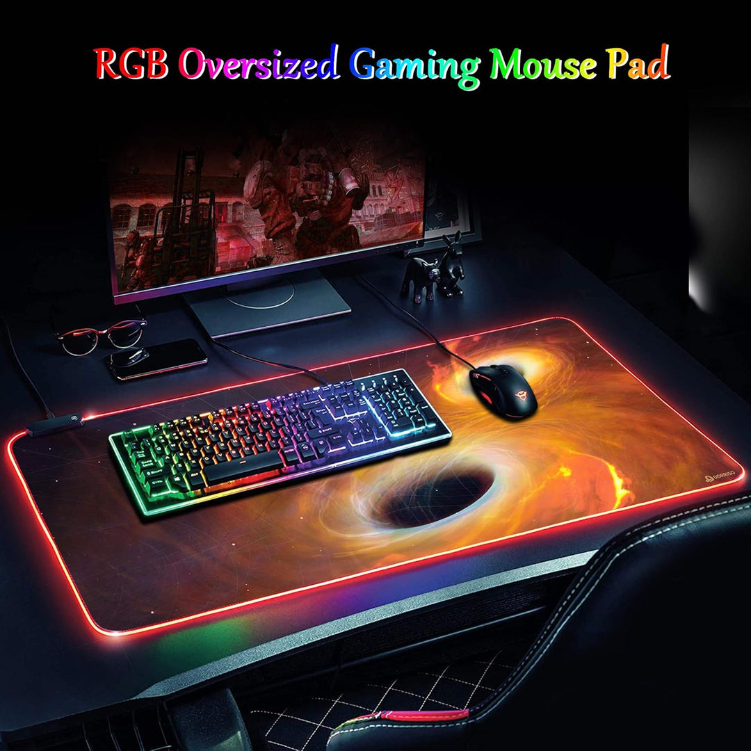 DORRISO Neu Gaming Mauspad Grosses RGB 900x400x3 mm XXL LED Schreibtischunterlage Wasserdicht Anti R