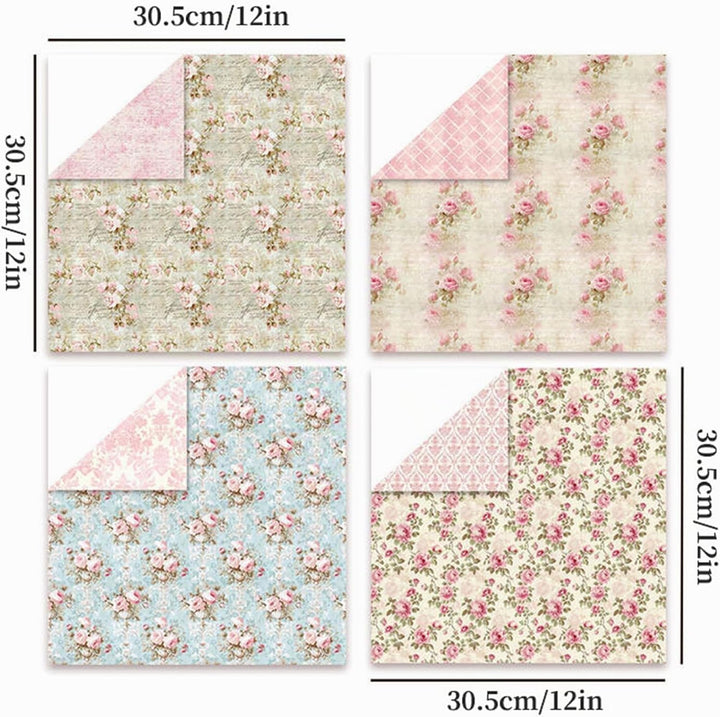 Scrapbook Papier Rosa Scrapbook Bastelpapier mit Blumen Muster, 24 Blatt Doppelseitiges Scrapbooking