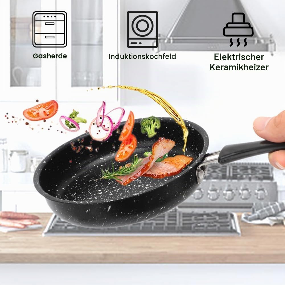 RANJIMA Mini Pfanne, Ø 16cm Klein Pfanne Antihaft Induktionspfanne mit Hitzebeständig Griff, Antihaf