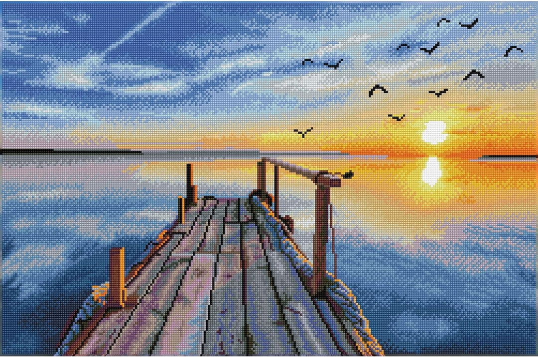 Diamond Dotz DD12-051 Sunset Jetty, ca. 71 x 47 cm gross, Diamond Painting, Malen mit Diamanten, fun
