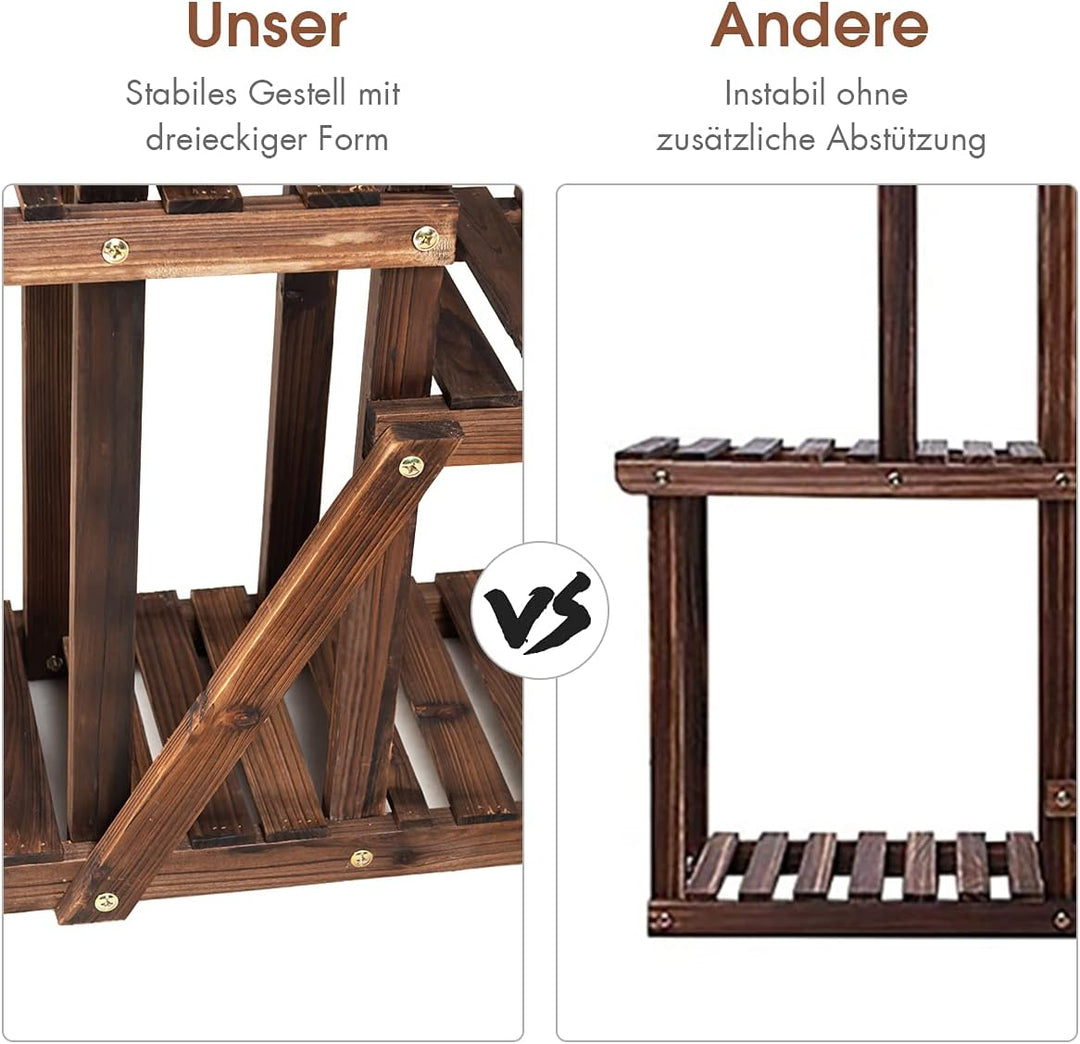 GOPLUS Pflanzenregal mit 6 Ebenen, mehrstöckiger Blummenständer aus Holz, Pflanzentreppe Blummentrep