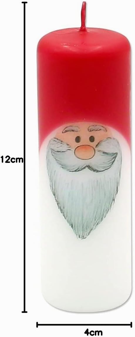 Dekohelden24 1 Packung mit 4 Adventskerzen in weiss - rot, als Wichtel, H/Ø: 12 x 4 cm. Zahlen, Zahl