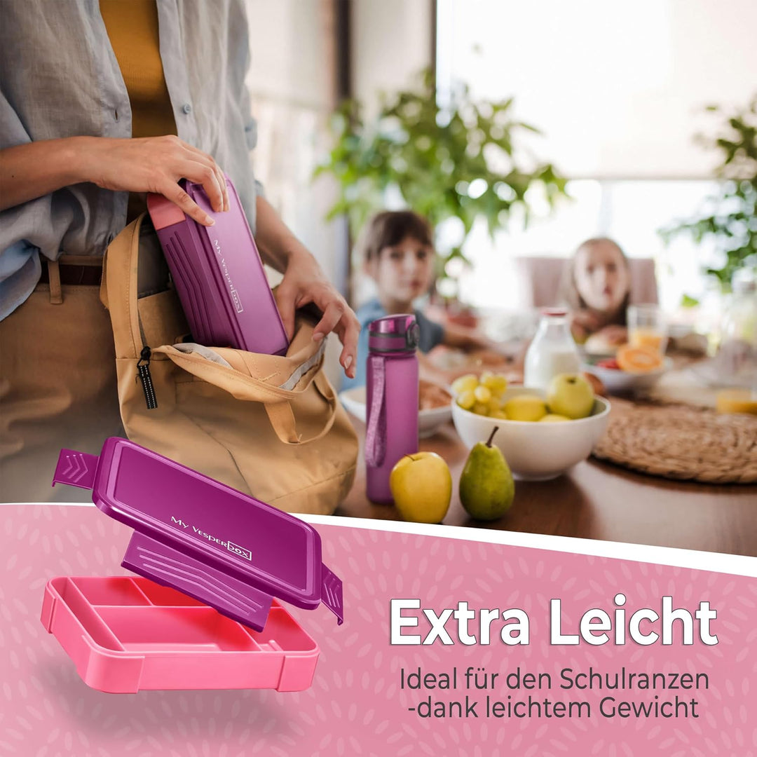 My Vesperbox® Brotdose für Kinder mit Fächern [LITE] - Lunchbox mit Trennfächern - Bento Box - Jause