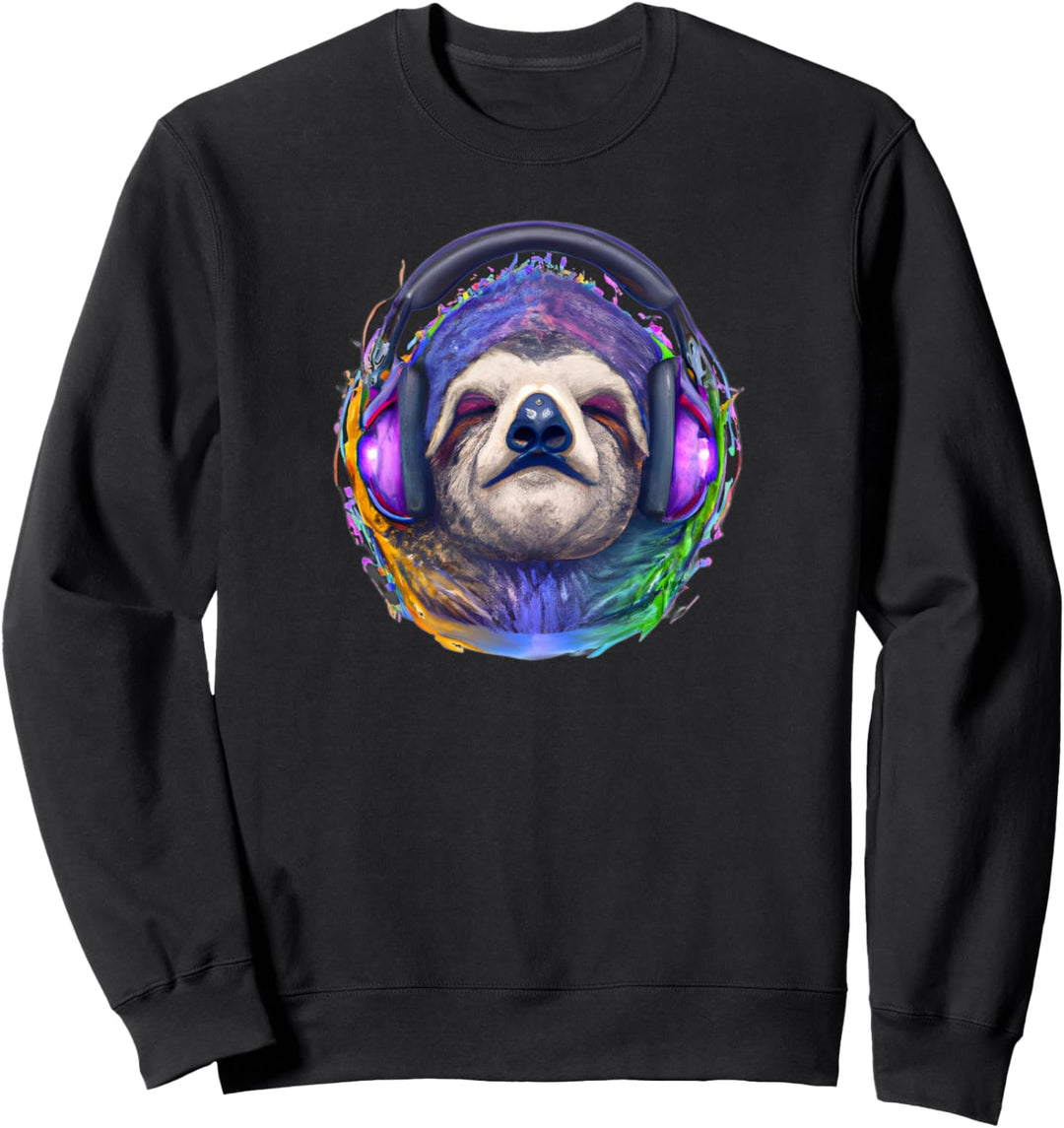 Buntes cooles faule Faultier Musik Sweatshirt