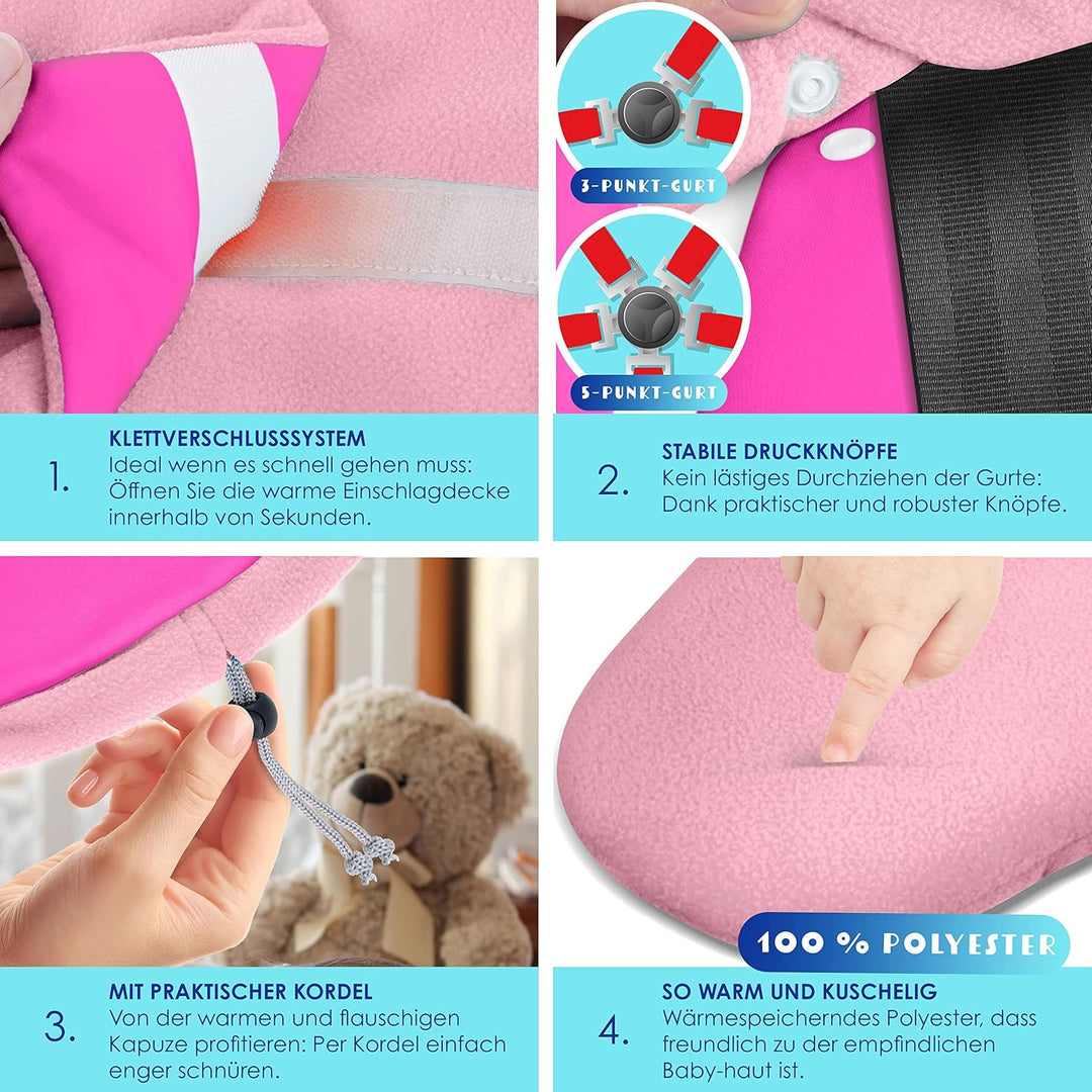KIDIZ® Baby Einschlagdecke Babyschale Winter Herbst Babydecke mit Tasche Universal Fusssack kompatib