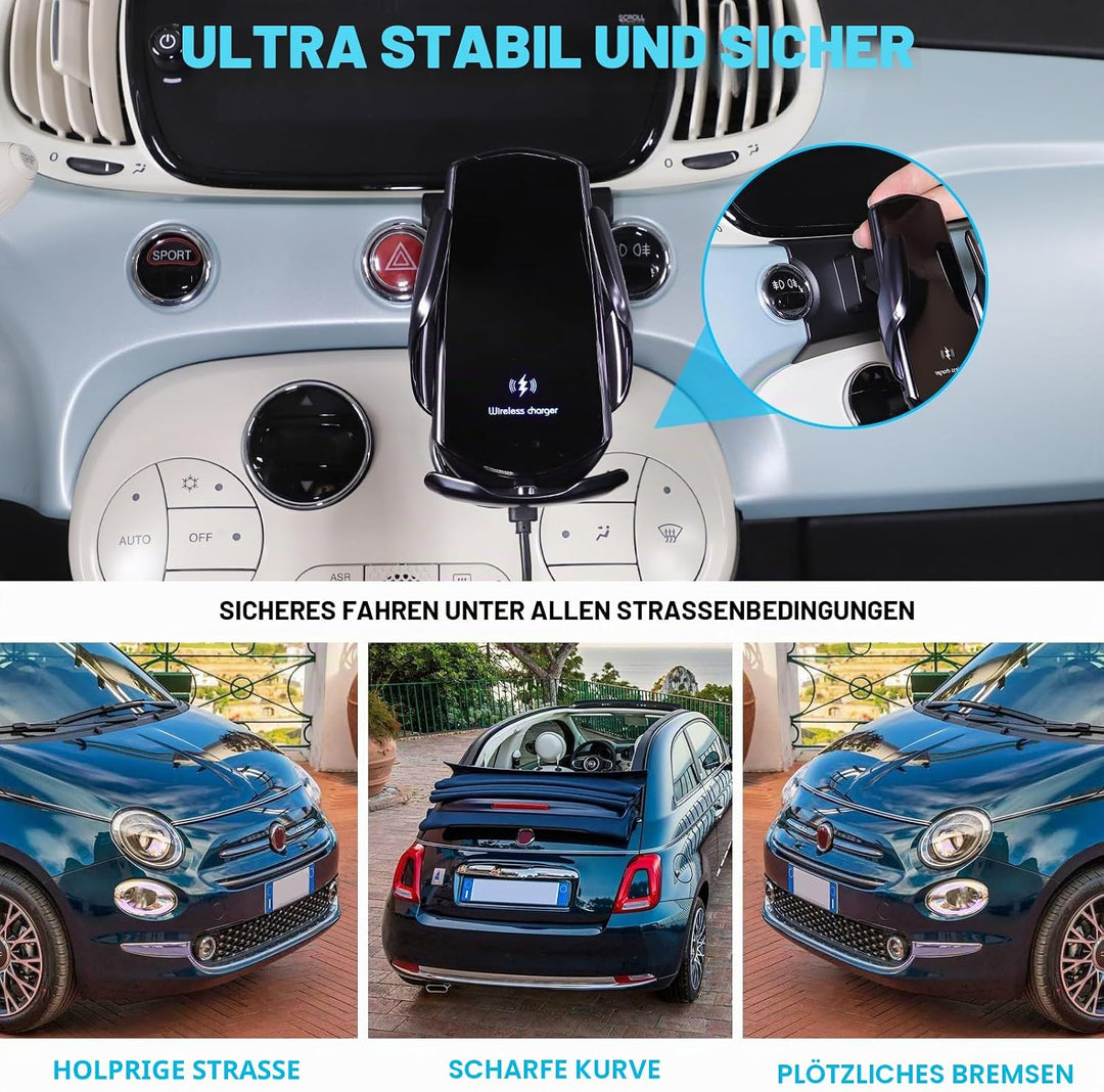 METYOUCAR Handyhalter fürs Auto für Fiat 500 2007-2016-2024 - Rotierbar - Fester Halter für iPhone A
