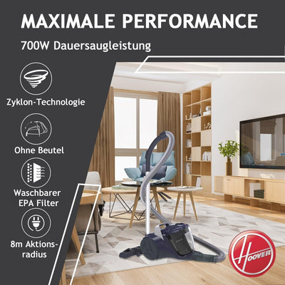 Hoover Staubsauger beutellos BREEZE HOME mit Universalbodendüse I Zyklon ohne Beutel für alle Bodena