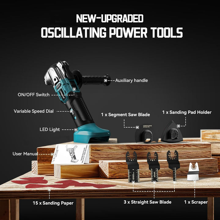 LIVOWALNY Akku-Multifunktionswerkzeug, Oszillierwerkzeug, Multitool Kompatibel mit Makita 18V, 6-Gan