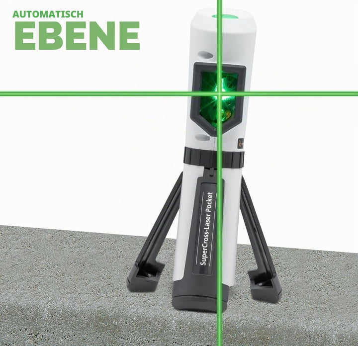 Laserliner Kreuzlinien-Laser, SuperCross-Laser Pocket, grüner Laser | Integriertes 3-Bein-Stativ, 1/