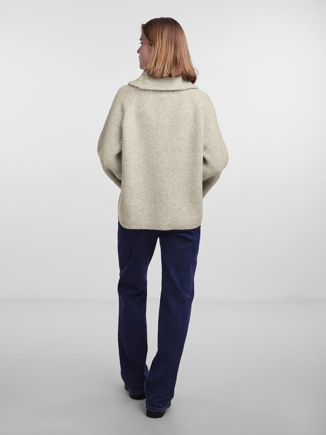 PIECES Damen Pcjade Ls High Neck Knit Cardigan Bc Strickjacke M White Pepper, M White Pepper