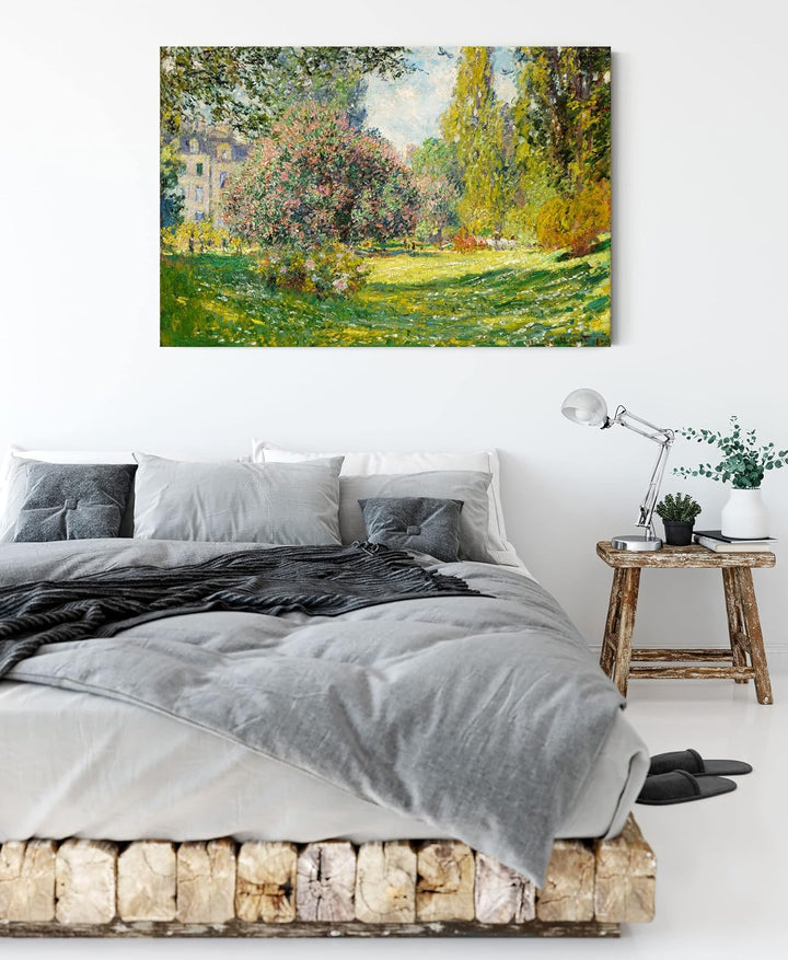 Claude Monet - Landschaft am Park Monceau als Leinwandbild / Grösse: 100x70 cm / Wandbild / Kunstdru