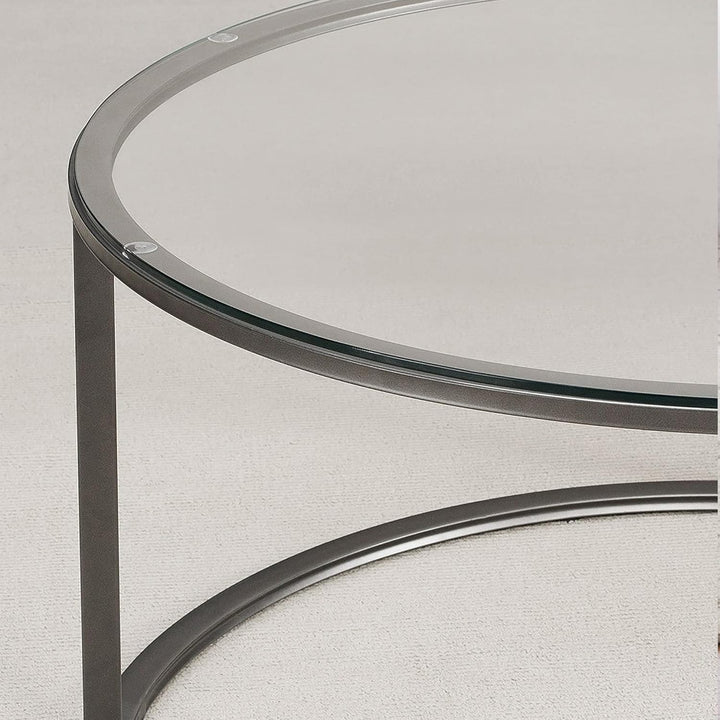 [en.casa] Couchtisch Kolari 45 x 80 cm Beistelltisch Wohnzimmertisch Glastisch Sofatisch rund Rauchg