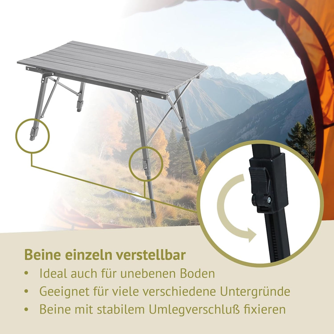 Campingtisch klappbar höhenverstellbar Falttisch tragbar Aluminium inkl. Tragetasche Outdoortisch we