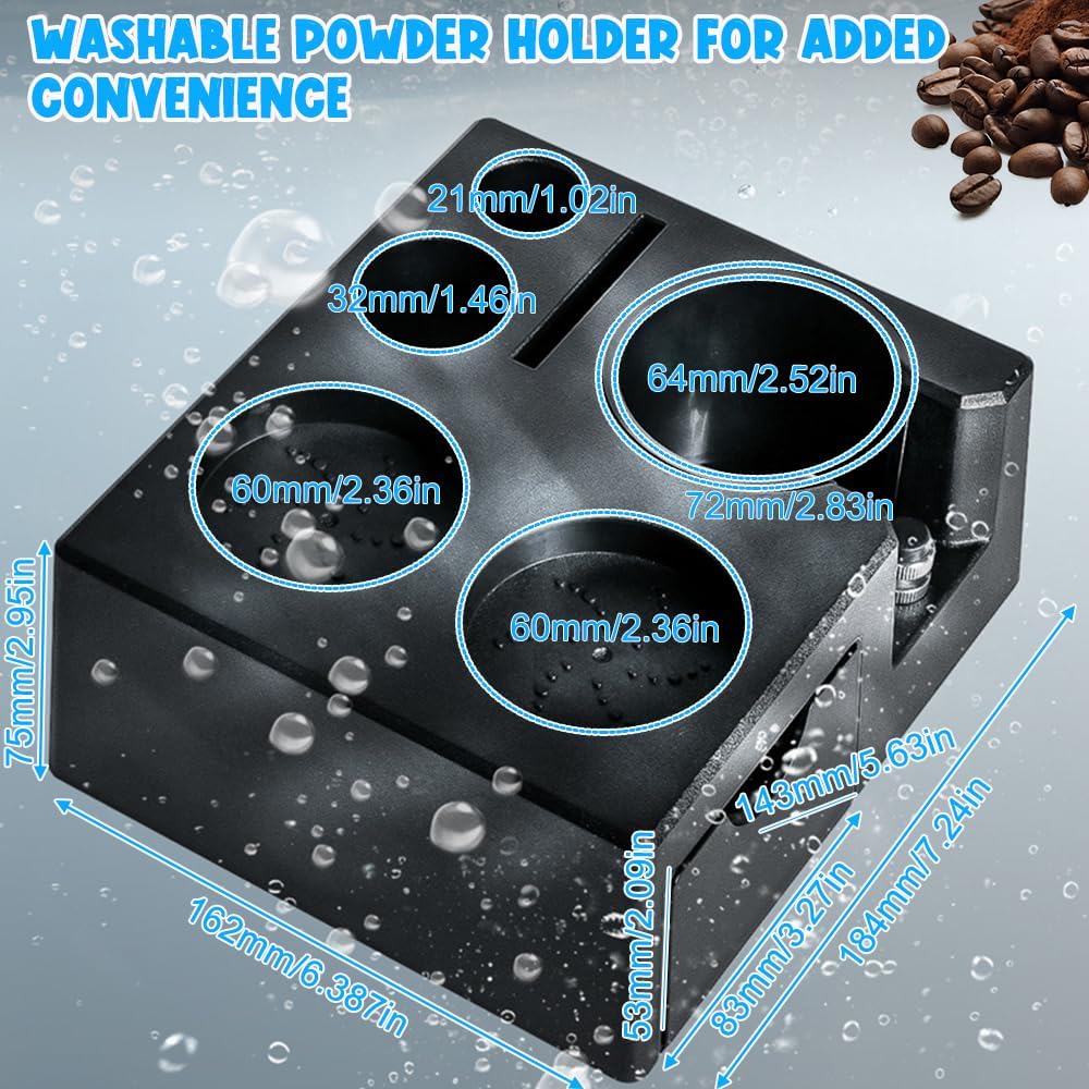 Tamperstation für Barista(51-58mm), Tamping Station aus ABS, Einstellbar Coffee Schwarz Tamper Stati
