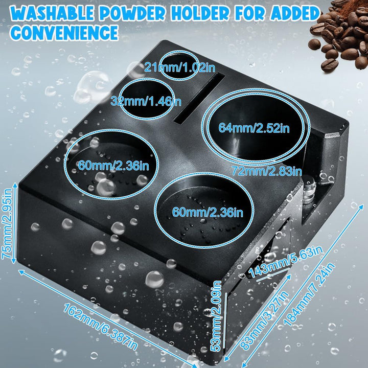 Tamperstation für Barista(51-58mm), Tamping Station aus ABS, Einstellbar Coffee Schwarz Tamper Stati