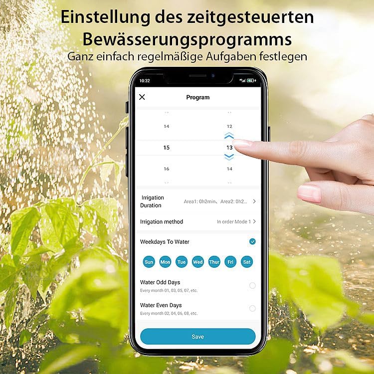Royal Gardineer für Bluetooth: WLAN-Smart-Sprinkler-Controller, 16 Zonen, Echtzeit-Wetter, App (WiFi