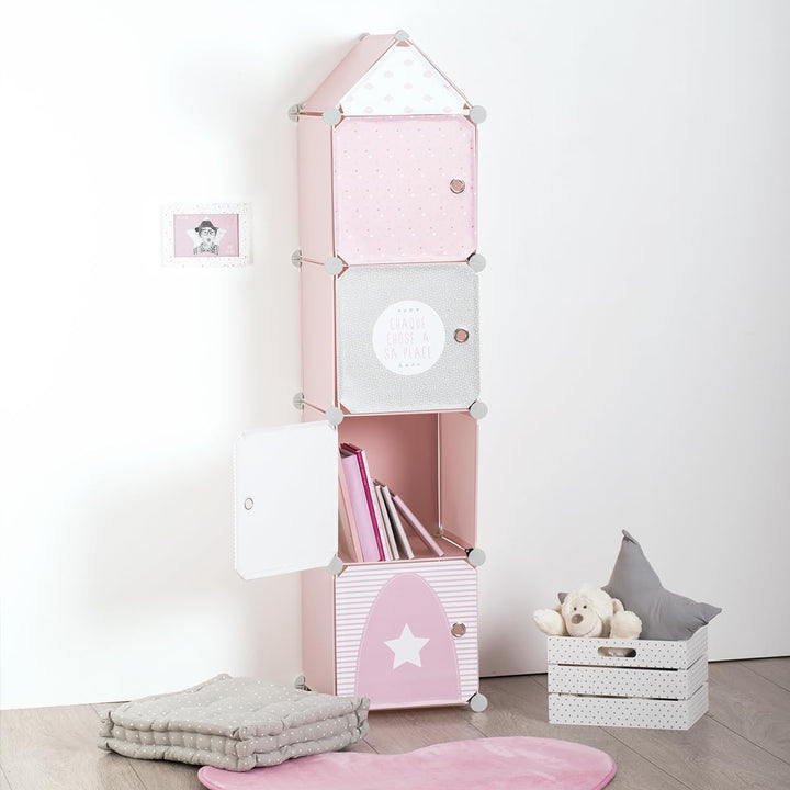 Kinder Aufbewahrungsboxen Colonne - rosa 34 × 139 cm - Rosa - Atmosphera créateur d'intérieur, Rosa