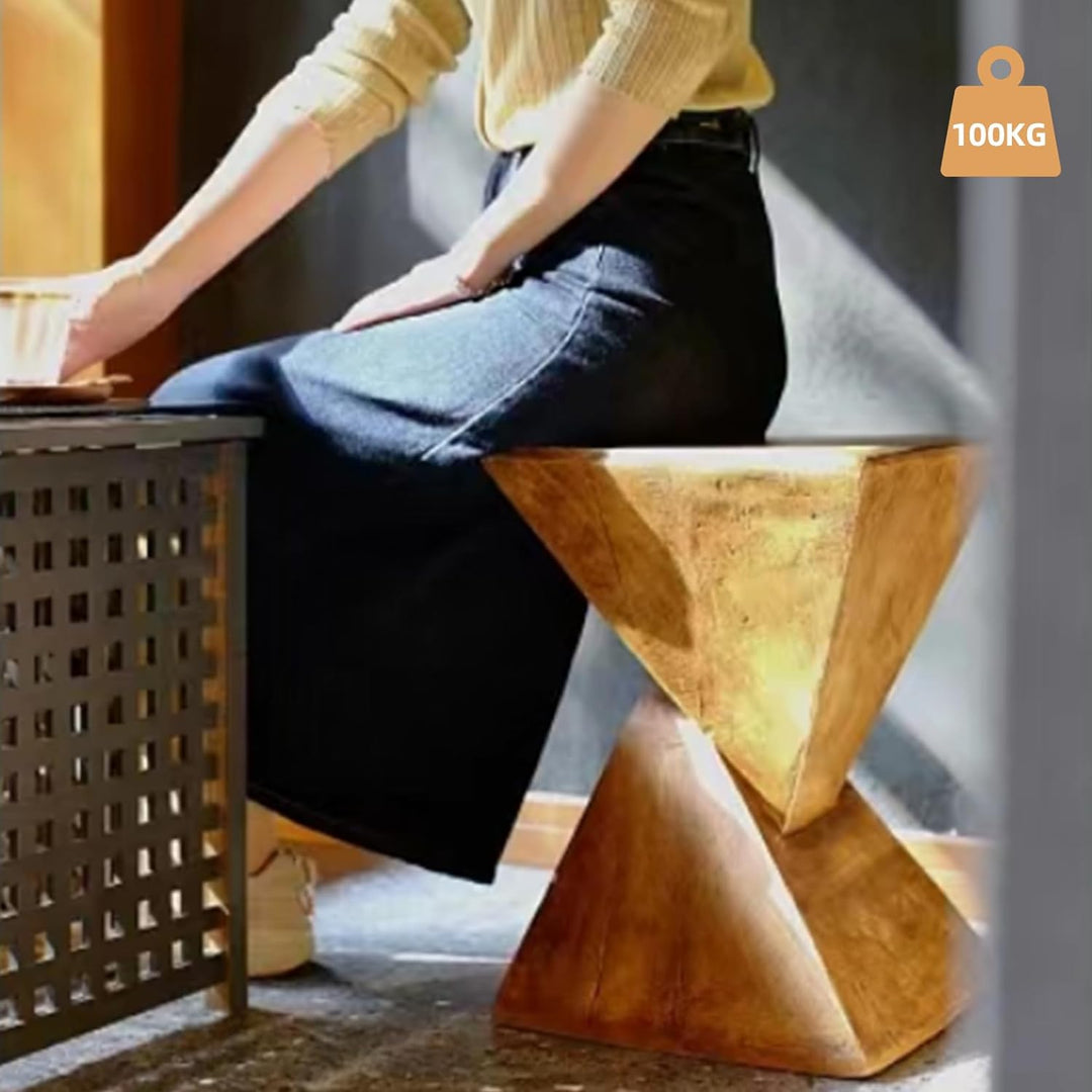 FATIVO Beistelltisch Holz Braun Vintage: Beistelltisch Klein 46cm Hoch Sofatisch Nachttisch Telefont