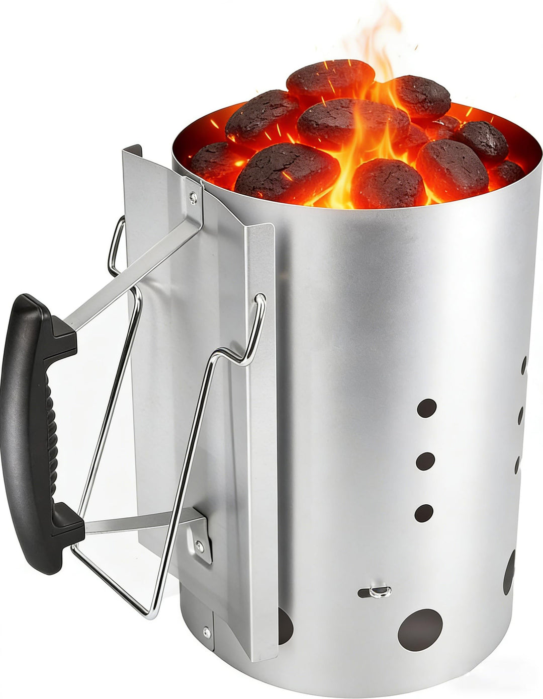 GFTIME XL Kohle Anzündkamn für Weber 7416 Holzkohlegrill zubehör, Grillkamin Anzünder mit Doppelgrif