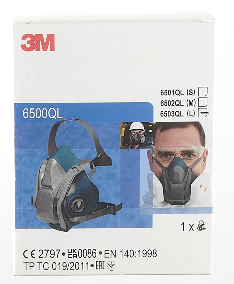 3M Atemschutz-Halbmaske 6503QL – Atemmaske mit Cool-Flow Ausatemventil & Quick-Release Mechanismus –