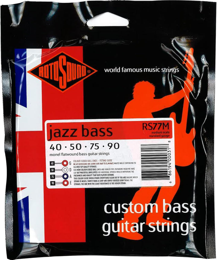 Rotosound Monel Bass-Saiten Flachdraht mittellange Mensur Medium 40 50 75 90