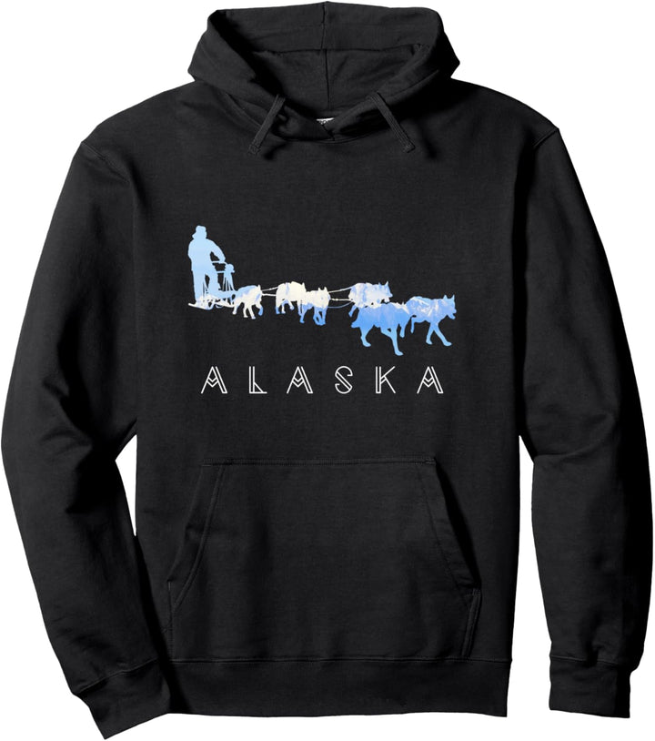 Alaska Schlitten Hunde Mushing – Schlitten Hund Team Schnee Berge Szene Pullover Hoodie