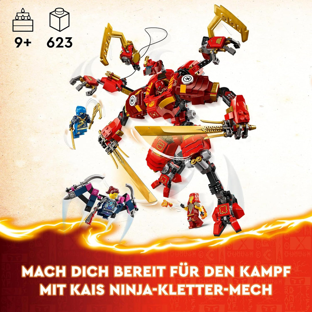 Lego NINJAGO Kais Ninja-Kletter-Mech Set, Ninja-Spielzeug mit baubarer Actionfigur und 4 Mini-Figure
