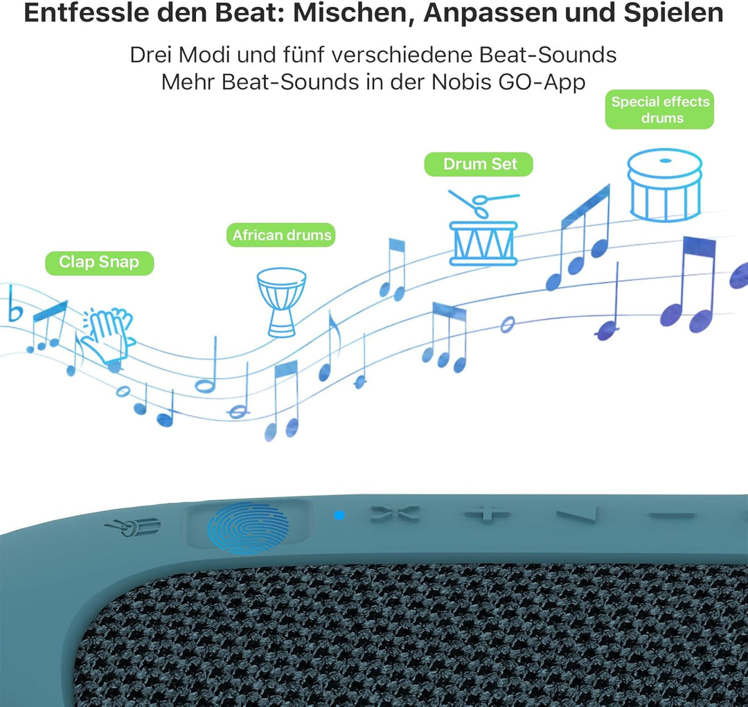 NOBIS Clip N1 Tragbarer Bluetooth Lautsprecher mit App, Beat-Modus, bis zu 24 Stunden Spielzeit, IP6