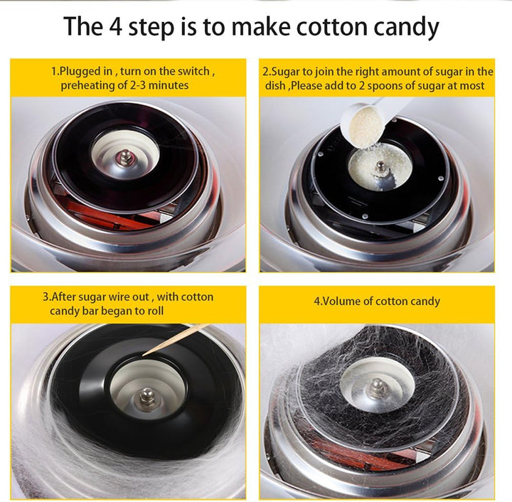 500W Zuckerwattemaschine, Mini Home DIY Süssigkeitenmaschine, 220V Zuckerwattegerät, mit 10 Zuckerwa