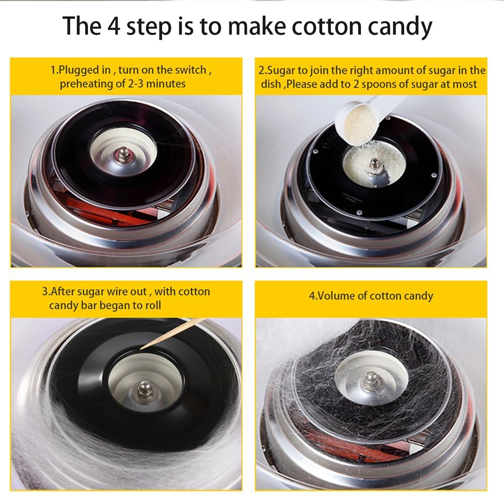 Zuckerwattemaschine Elektro 220V/ 500W, Baumwoll Süssigkeitenmaschine für Zuhause, Rosa, Rosa