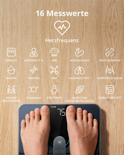 eufy Personenwaage, Smart Scale P2 Pro, Digitale Körperfettwaage WLAN/Bluetooth, 16 Messwerte inkl.