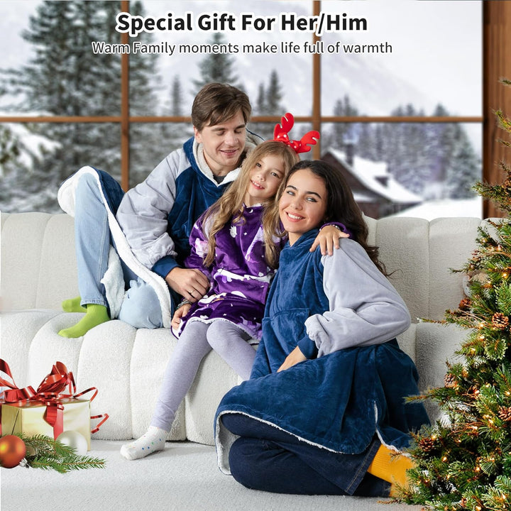 Winthome Hoodie Decke Doppelte Wärme, Kuschelpullover Damen Warm Weich,Hoodie mit Tasche und Kapuze,