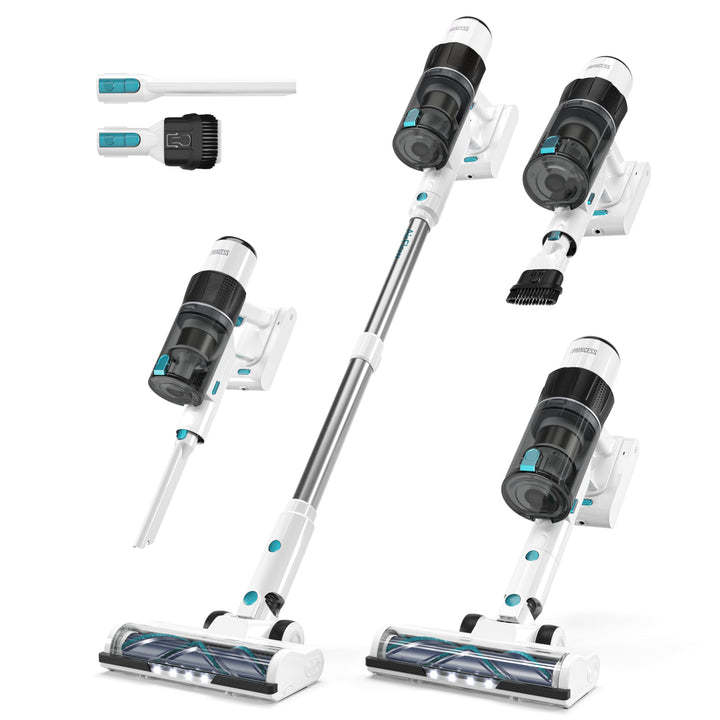 Princess Akku staubsauger, 150 AirWatt, Bis zu 50 Minuten Laufzeit, 339520 Weiss Blau, Weiss Blau