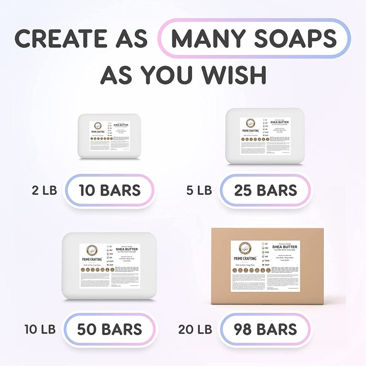 Prime Crafting 3 kg BIO Sheabutter Seifenbasis zur Seifenherstellung - SLS & SLES Frei - Glycerinsei