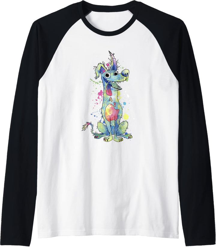 Disney Pixar Coco Dante Lächelndes Verspritzt Aquarell Raglan