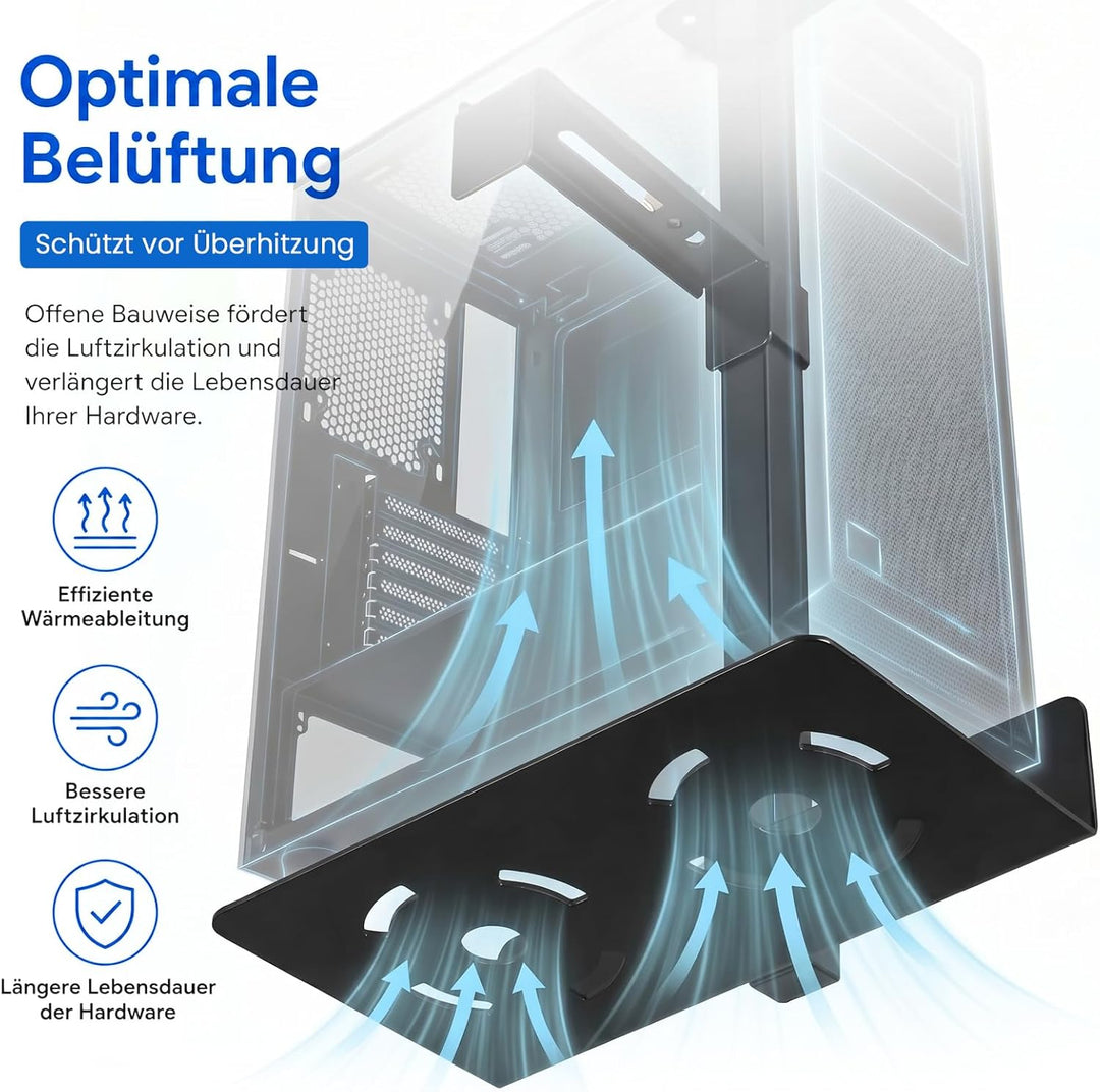 PC Halterung Unter Tisch – Robuster Höhenverstellbarer Computergehäuse Halter – Platzsparend für Gam