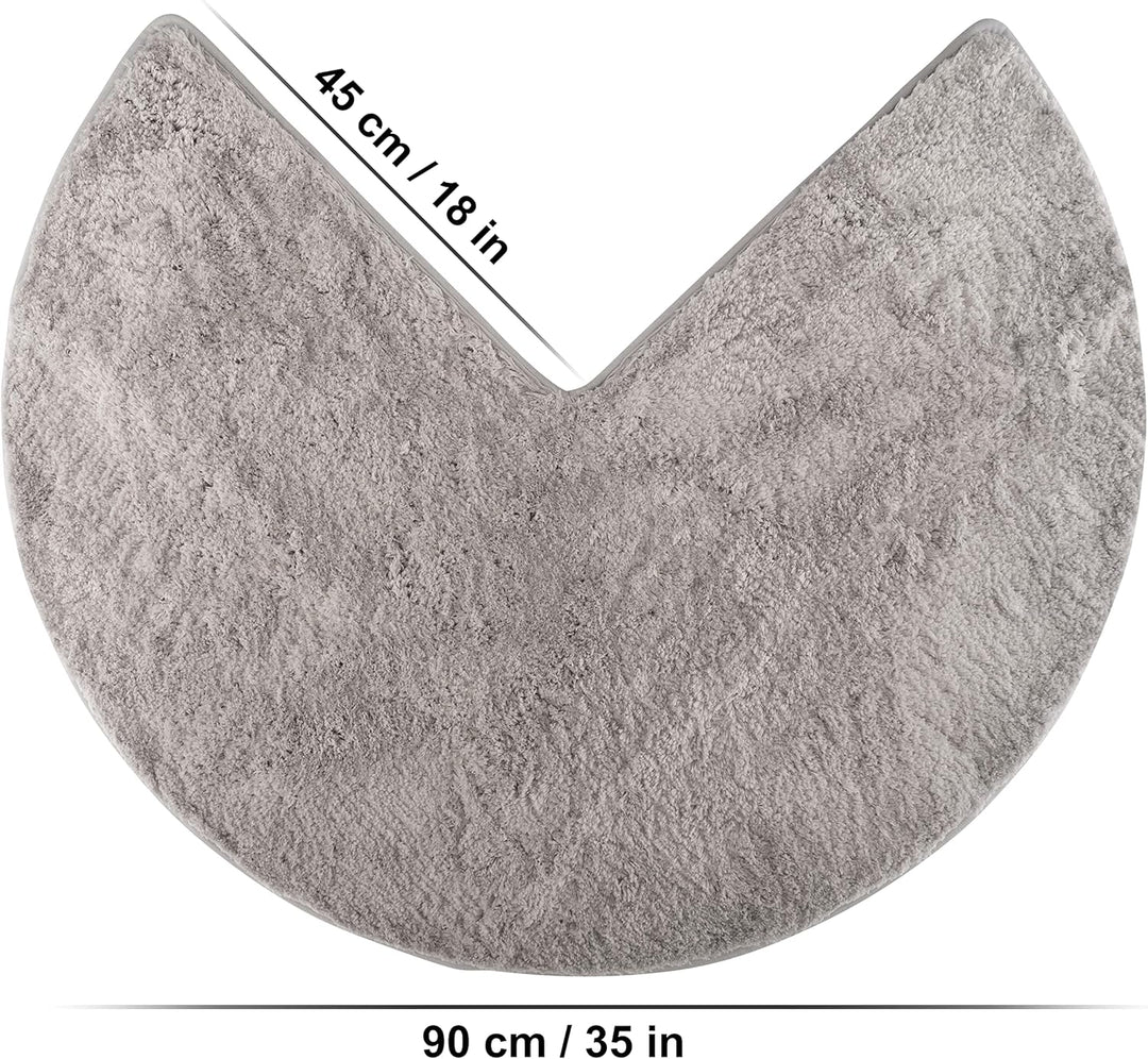 FLUFFY Badteppich für Eckduschen, Hochflor aus Mikrofaser, rutschfeste Unterseite (Rund | Innenmasse