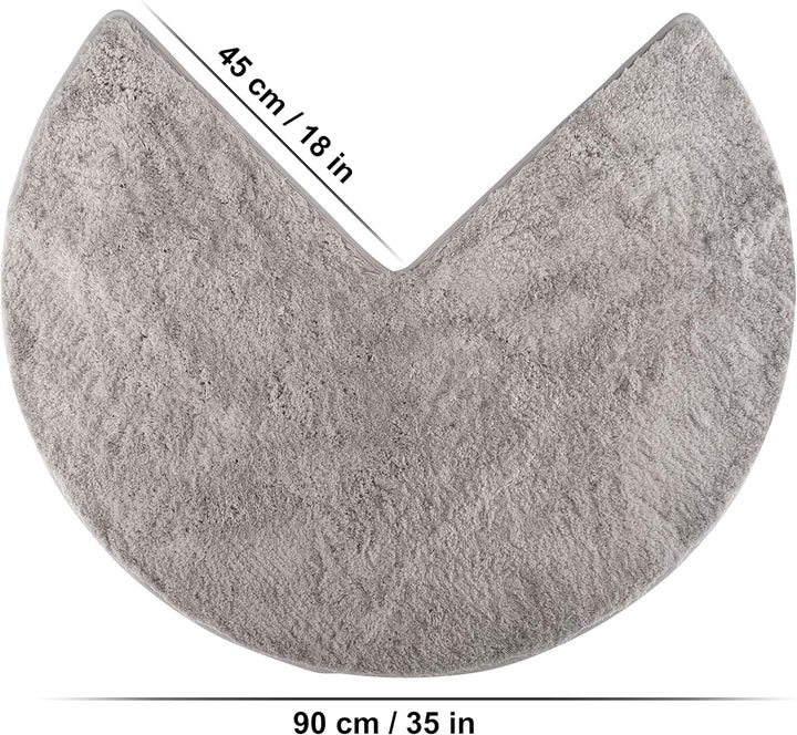 FLUFFY Badteppich für Eckduschen, Hochflor aus Mikrofaser, rutschfeste Unterseite (Rund | Innenmasse