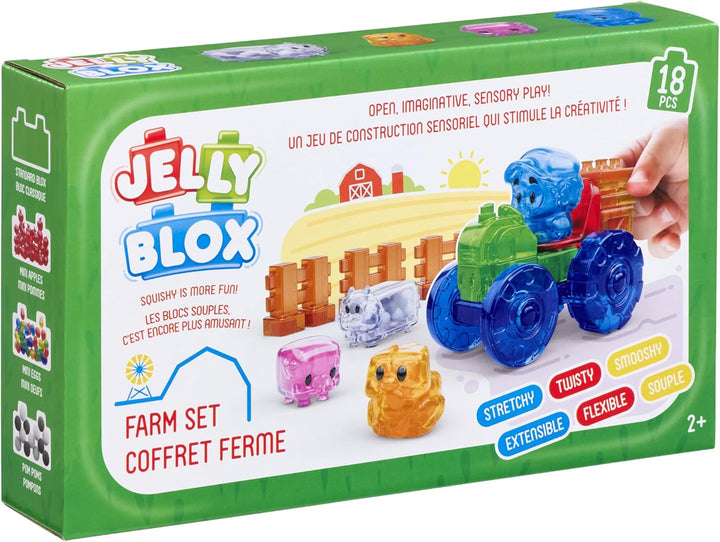 Jelly Blox - Farm Set, Sensorisches Spielzeug für Kinder ab 2 Jahren, Bauset mit 18 weichen, Sensori