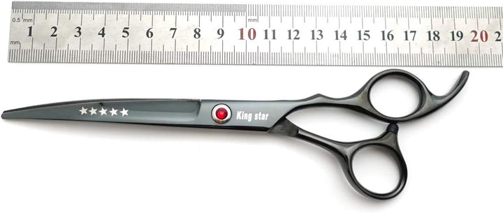 7.0in Titanium Black Professional Pet Grooming Scissors Set,Straight &amp; Thinning &amp; Curved Scissors 4p