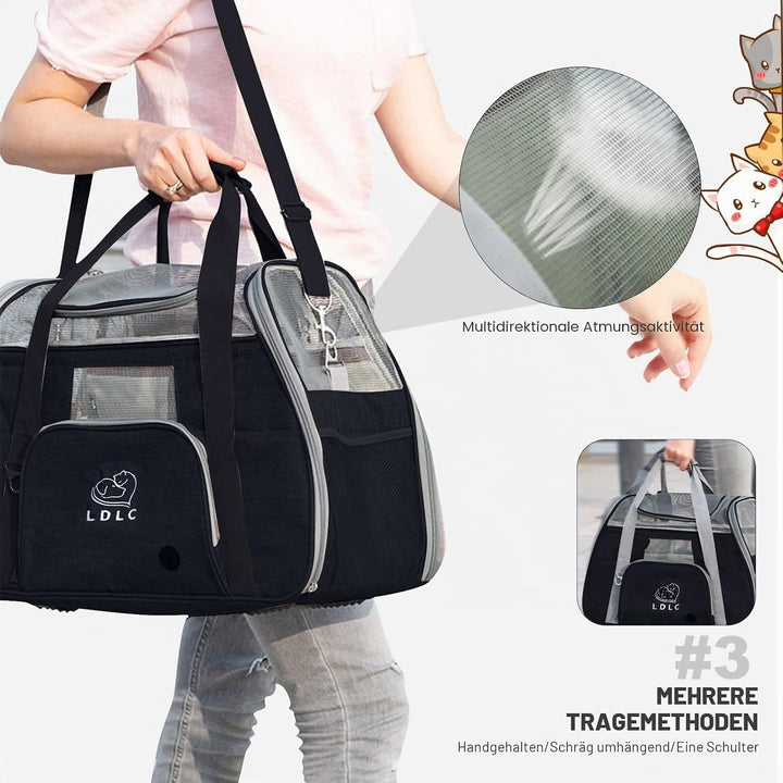 PETCUTE Hundetransportbox,Atmungsaktive Katzen Tragetasche Katze transportbox Tragetaschen mit Weich