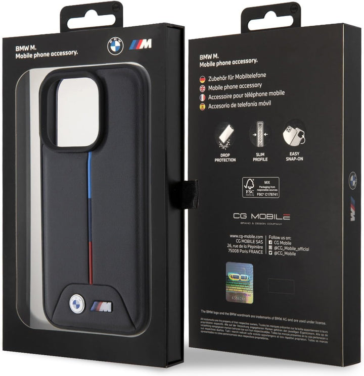 BMW BMHCP15L22PVTK Hülle für iPhone 15 Pro 6.1" Schwarz hardcase Quilted Tricolor
